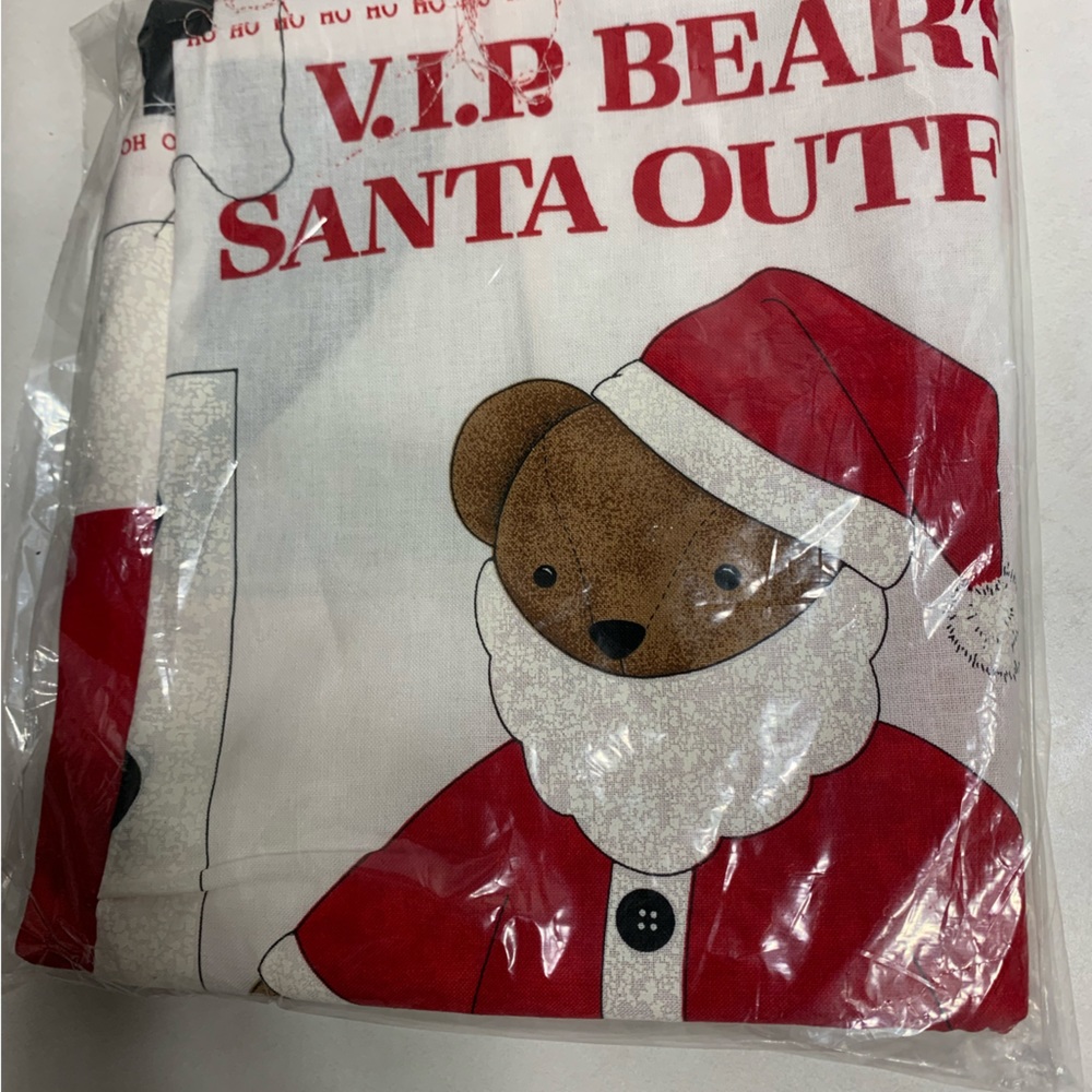 Vintage Cranston Print Works: VIP Bear's SANTA OUTFIT Cotton Cut & Sew  24"